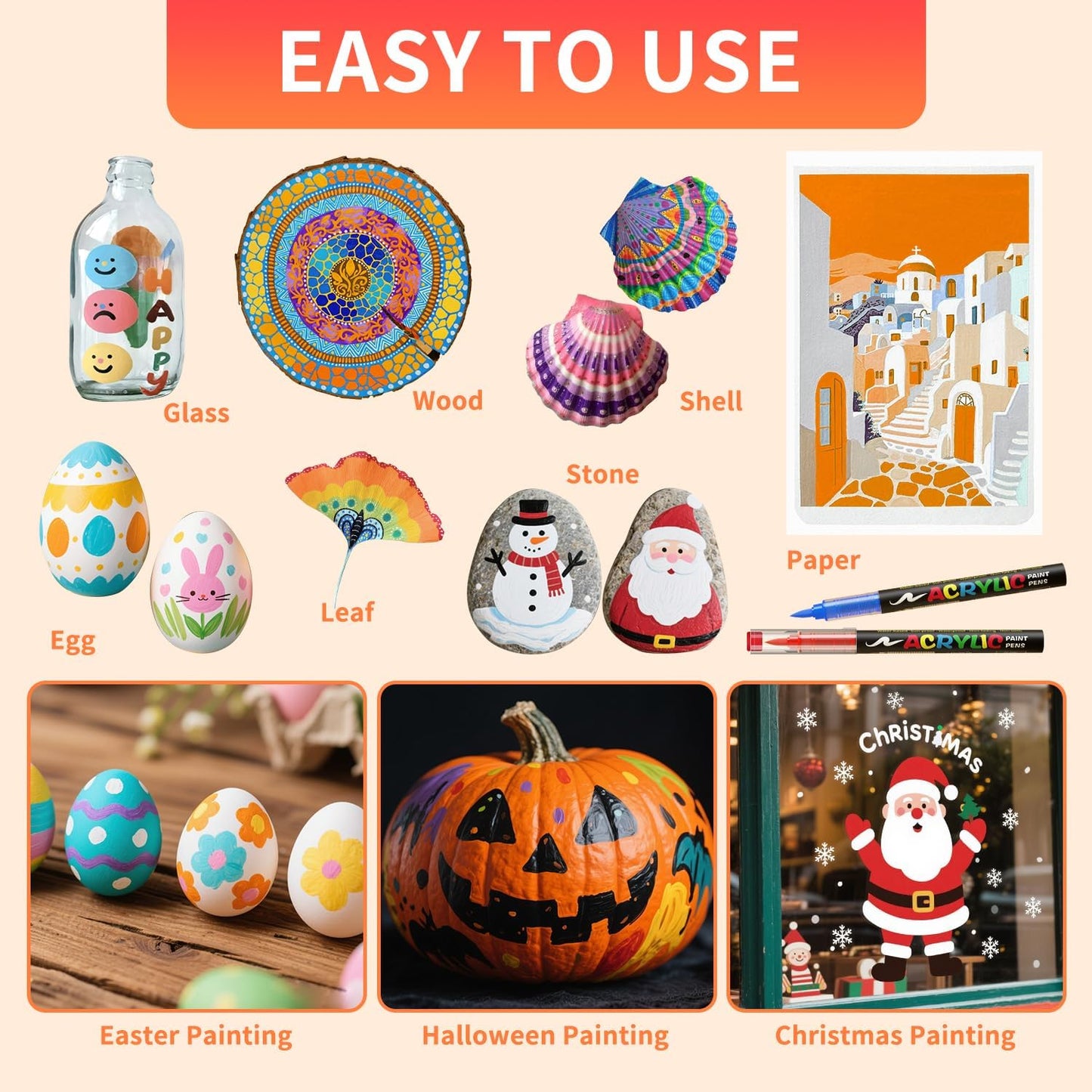 120 Colors Acrylic Paint Markers, Soft Brush Tip Acrylic Markers Set, Paint Pens for Wood, Fabric, Canvas, Glass, Stone, Canvas, Rock Painting and DIY Crafts Art Supplies