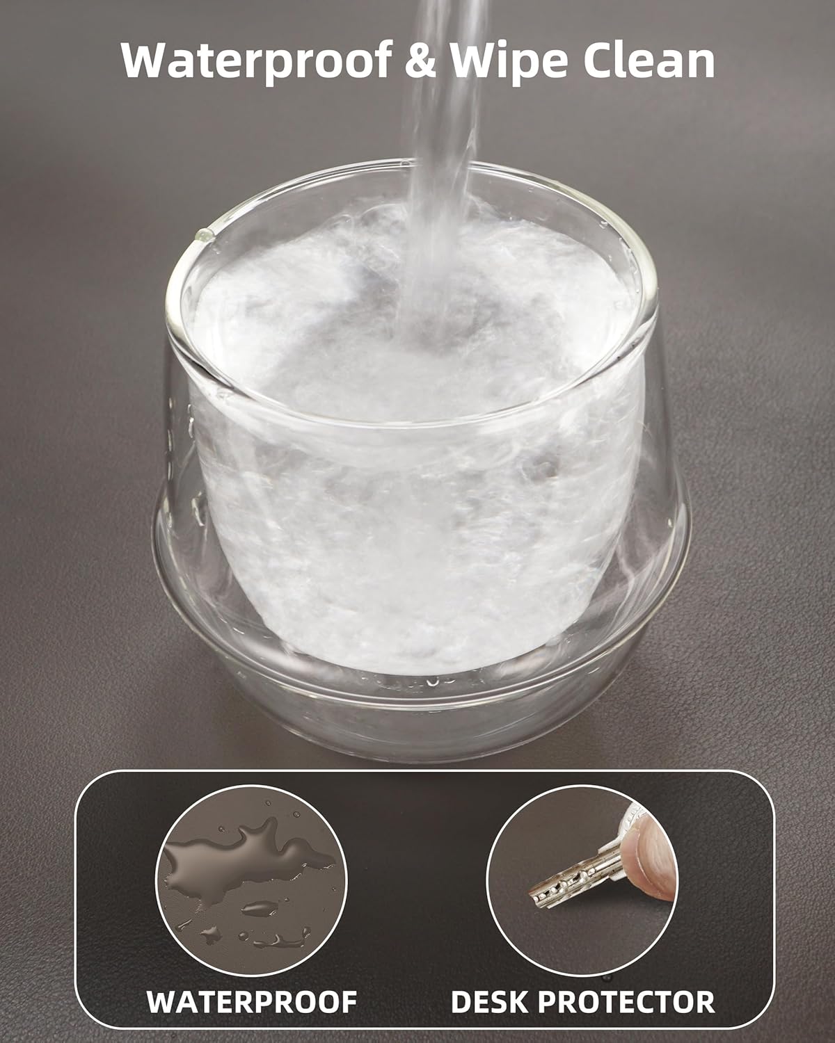 Desk Pad Mat - Leather Desk Pad Protector for Office and Home - Desk Organization and Accessories - Ideal for Large Mouse Pad and Desk Mats on Top of Desks(Dark Grey,31.5" x 15.7")