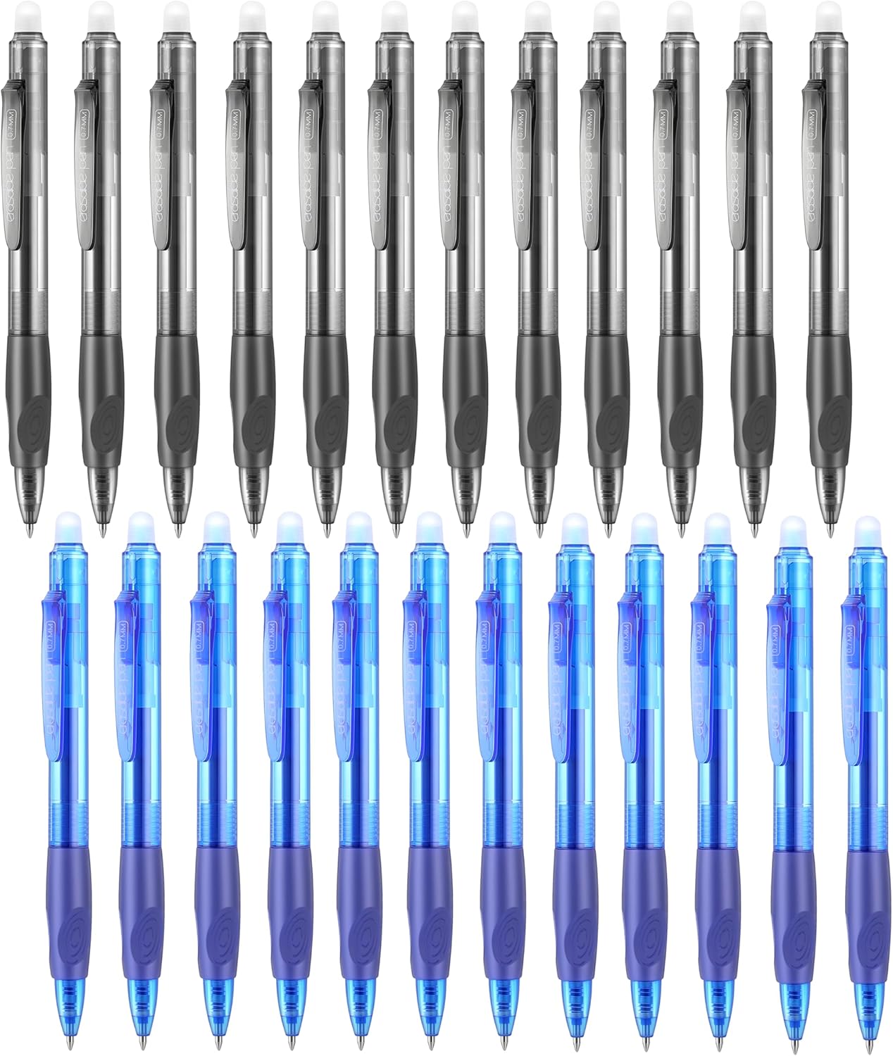 Aozora Erasable Pens 24 Pack Click Fine Point 0.7 mm Retractable Erasable Gel Pens for Completing Sudoku and Crossword Puzzles (Black＆Blue)