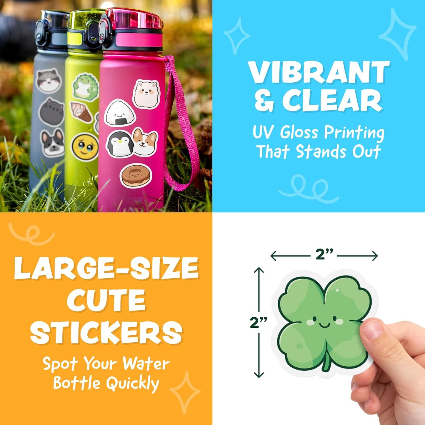 Cute Stickers for Kids - Kawaii Stickers for Kids Classroom Decor, Water Bottle & Teacher Rewards - 108pc Easy Peel Bulk Pack for Teens - Waterproof Vinyl Decals - Scrapbooking, Journaling, Notebook