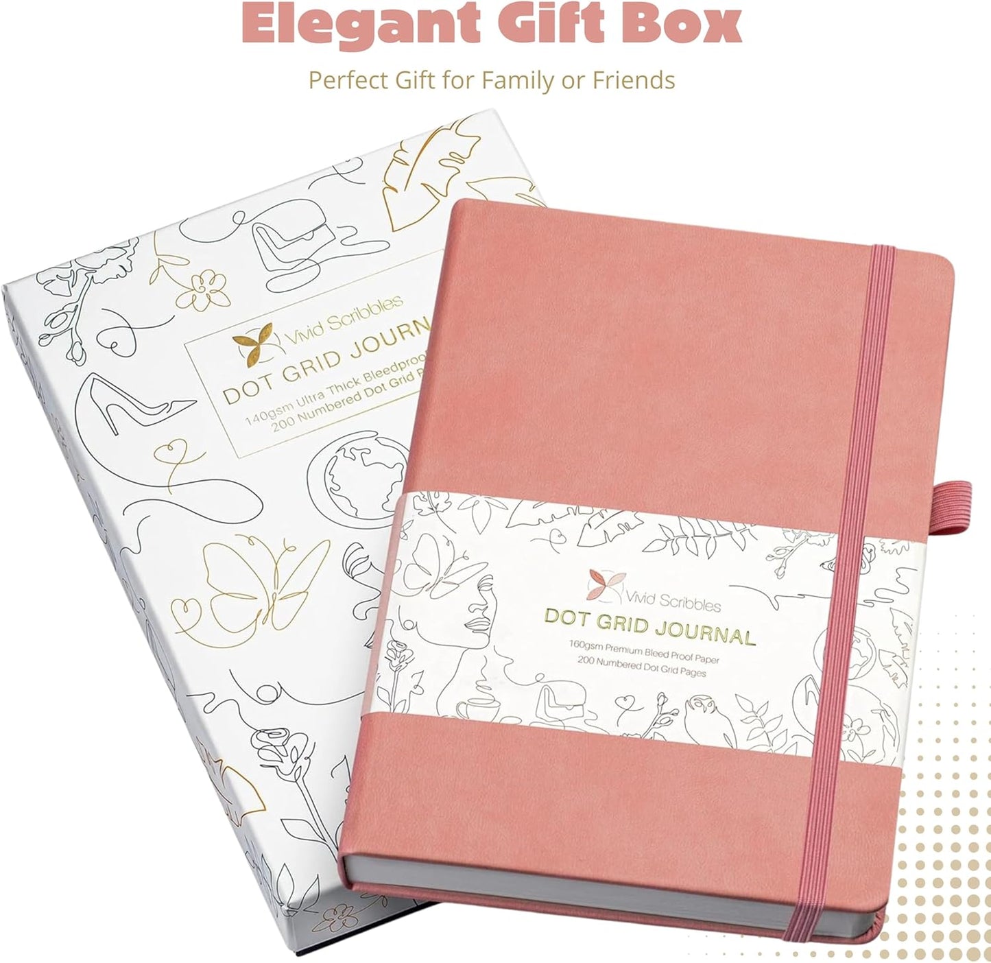 Bullet Dotted Journal – 140gsm Bleed Proof Thick White Paper – 200 Numbered Dot Grid Pages – 5.8 x 8.3 inch Dotted Notebook by Vivid Scribbles