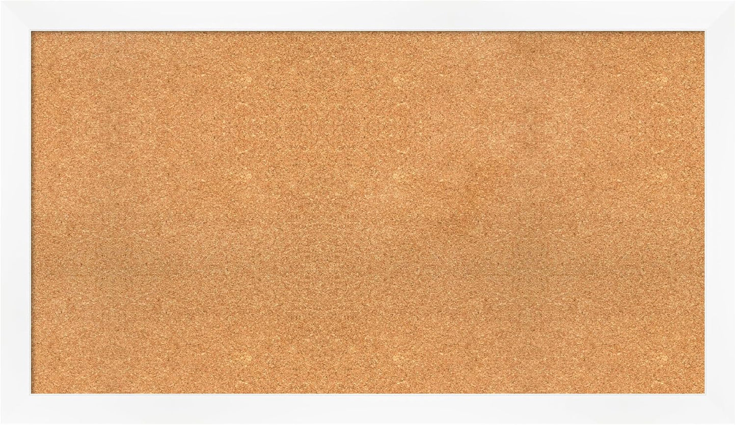 Amanti Art Natural Cork Board for Wall, 27x47 Vision Board with White Frame, Oversize Corkboard Office Decor for Home Organization, Modern Corkboard Pinboard to Display Items for Home Organization in