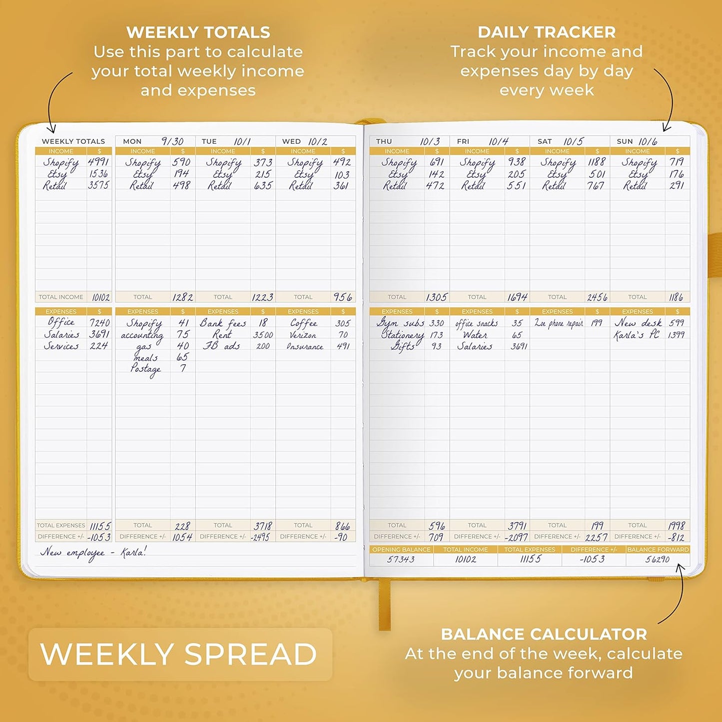 Clever Fox Income & Expense Tracker Large – Accounting & Bookkeeping Ledger Book for Small Business – 2-Year Record Notebook, A4 (Amber Yellow)