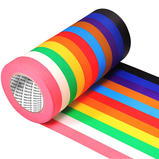Enday Colored Masking Tape (11 Pack) 1980 ft x 1 in - 1 Inch Wide x 180 Feet (60 Yards) per roll - Colored Masking Tape 1 inch, Painters Tape, Great for Arts Crafts & Labeling