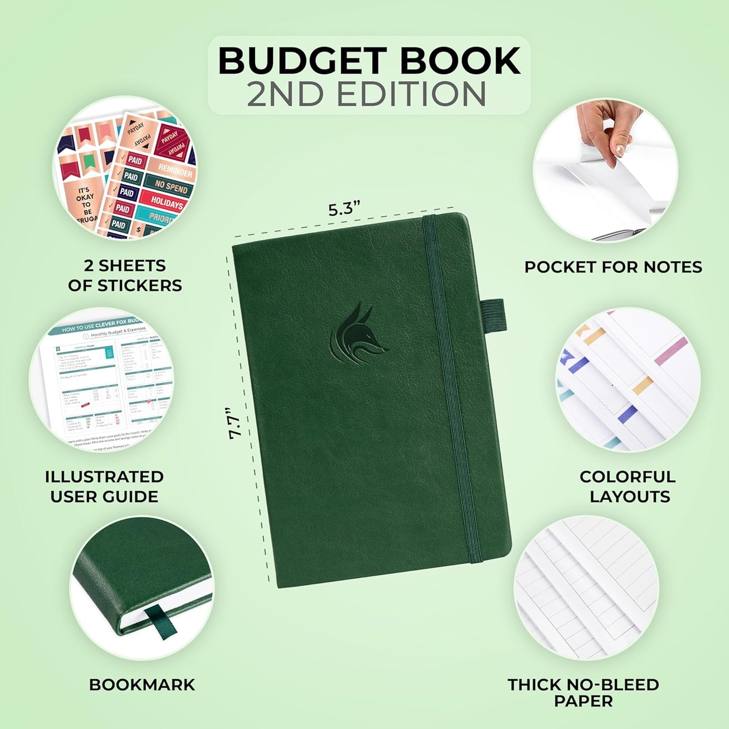 Clever Fox Budget Book 2.0 – Simple Budgeting Planner for Beginners – Financial Notebook with Money Spending, Debt & Bill Tracker (Dark Green)