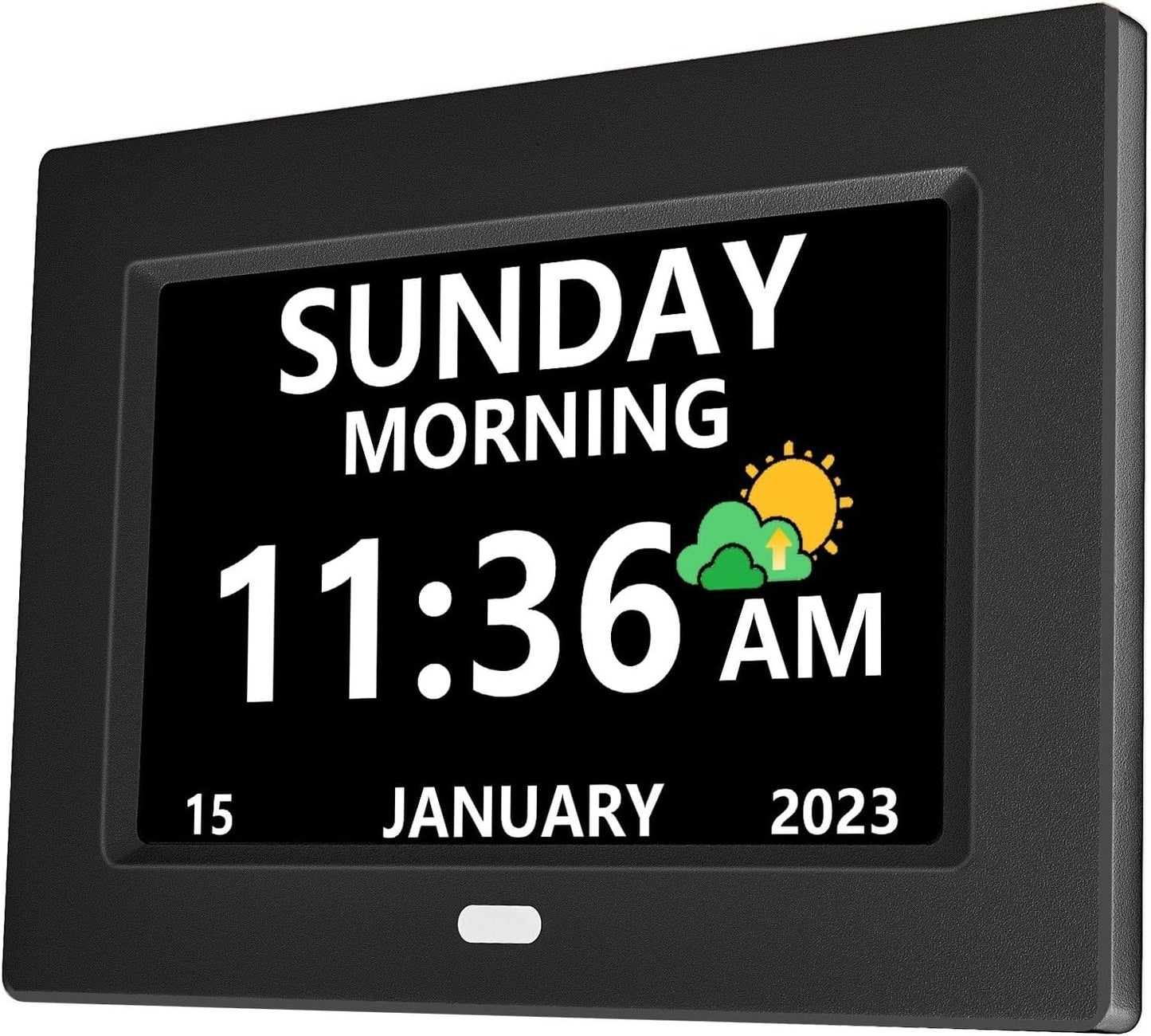 7 Inch Digital Clock with Day and Date for Elderly Alzheimer's Clock Customizable Alarms 3 Display Modes Large Font Alarm Clock for Seniors Auto DST Black