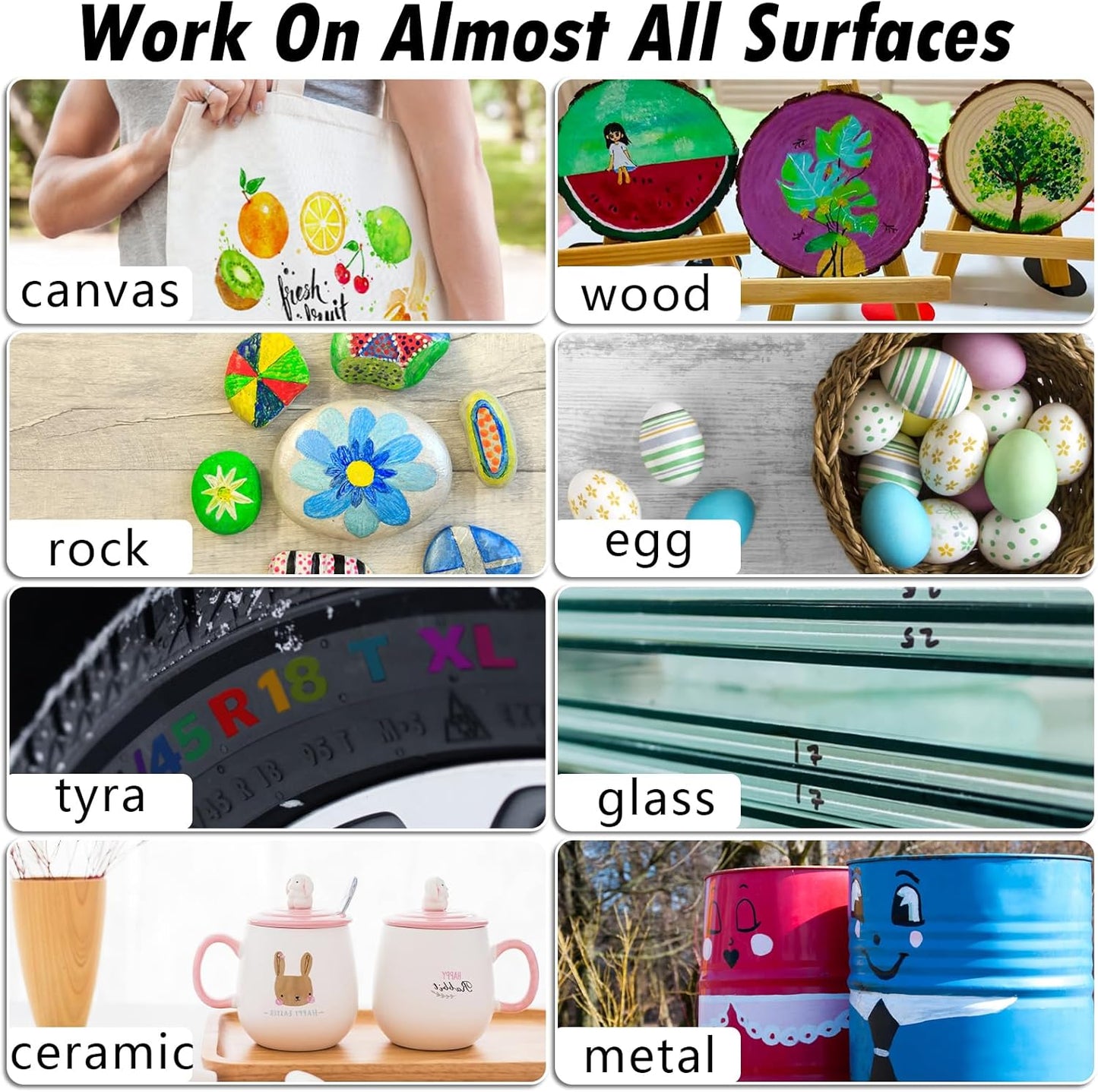 Blue Paint Markers, 5 Pack Oil-Based Waterproof Quick Dry Permanent Paint Pen Set for Rocks Painting, Wood, Fabric, Plastic, Canvas, Glass, Mugs, Metal, Tire, Stone, DIY Craft