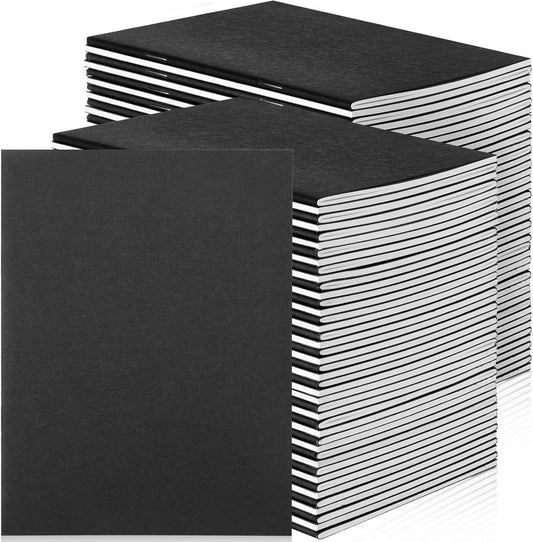 Epakh 100 Pack Mini Kraft Paper Notebook Bulk Small Blank Notebook Mini Unlined Pocket Journal Sketchbooks for Students School Writing, 48 Pages, 24 Sheets, 4.25 x 5.5 Inch (Black)
