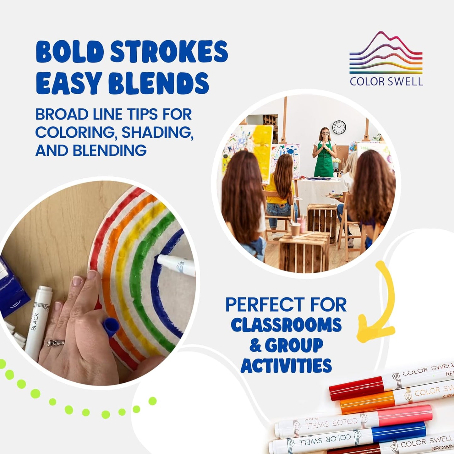 Color Swell Washable Bulk Markers 10 Boxes of 8 Vibrant Colors Are Perfect for Teachers, Kids, Parties, and Classrooms