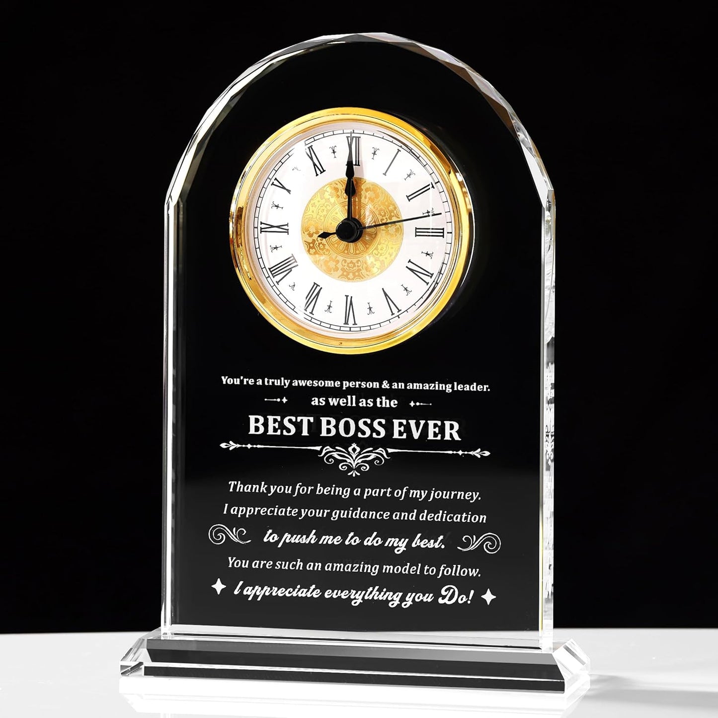 Elegant Glass Table Best Boss Gifts Appreciation Thank You Gifts Great Boss Day Birthday Ideas for Boss Office Farewell Gifts Retirement Birthday Gifts (Battery not Included) (Boss gifts)