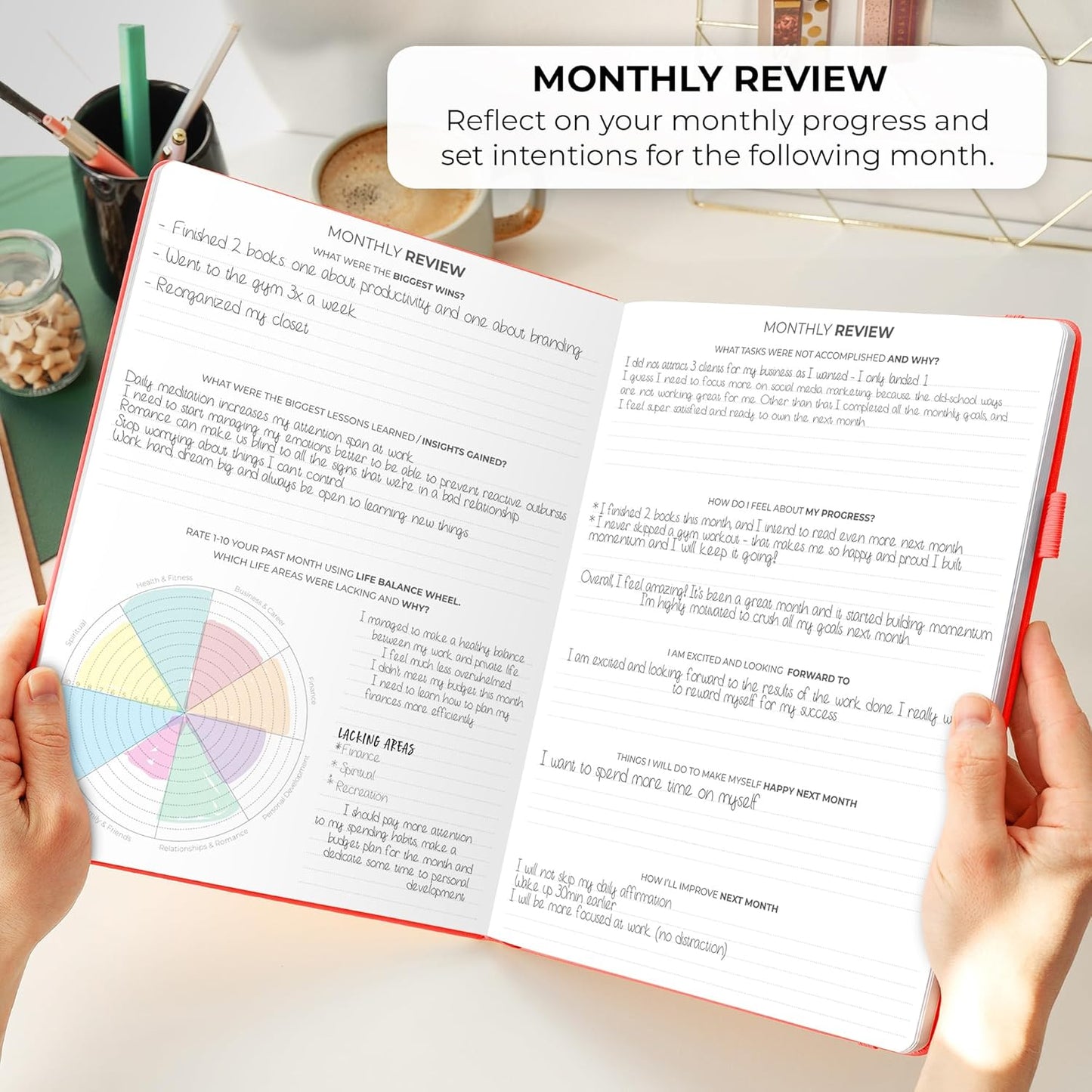 Clever Fox Planner PRO Schedule – Undated Weekly & Monthly Life Planner with Time Slots, Appointment Book & Daily Organizer, A4 (Red)