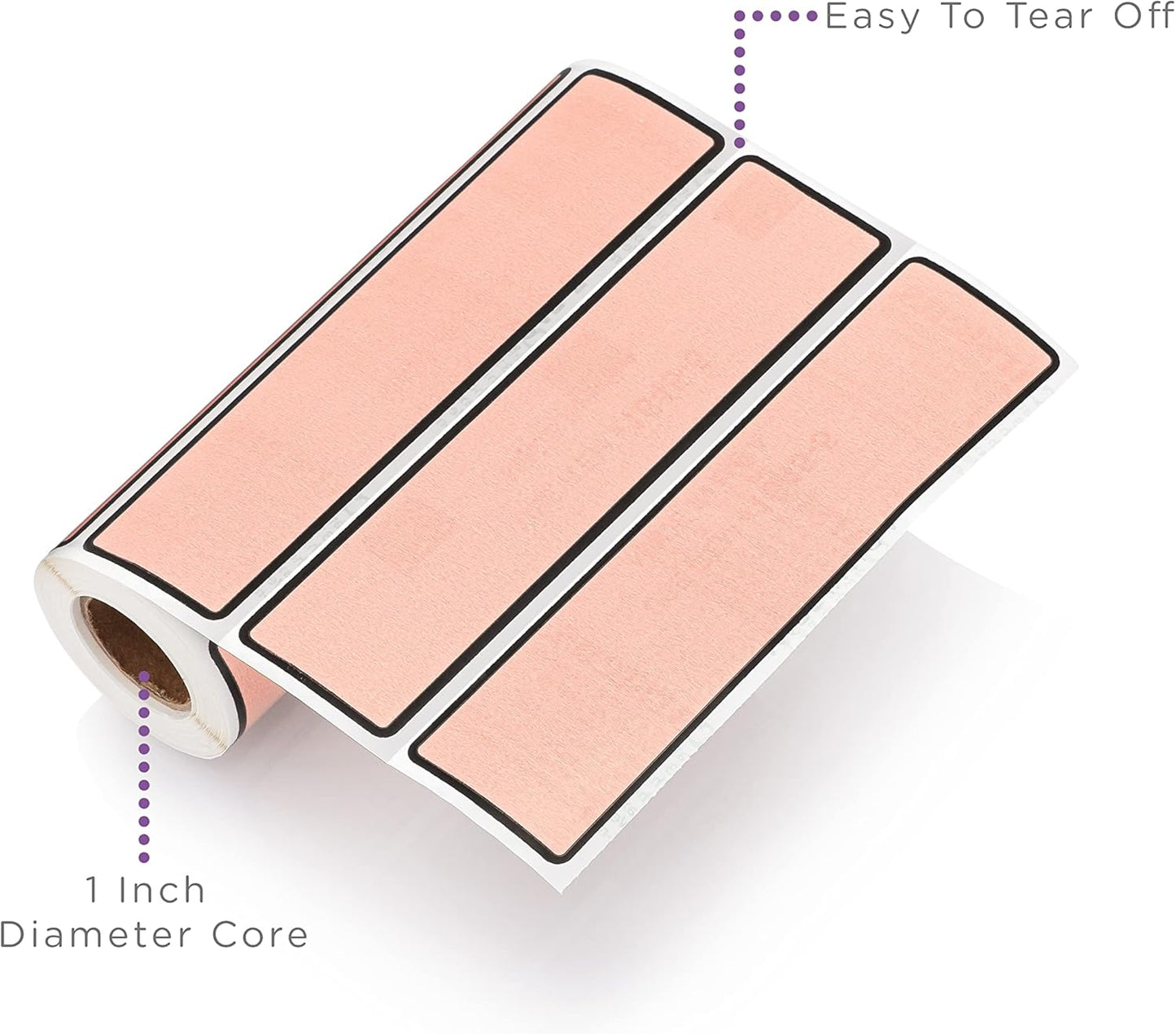 Carstens Adhesive Sticker Labels, 5 3/8” x 1 3/8”, Binder Labels for 1.5” – 4” Ring Binder Spines, Pink, Roll of 200