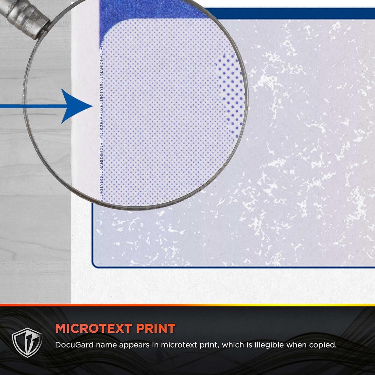 DocuGard Blue/Red Premier Prismatic Middle High Security Check Paper - Laser/Inkjet Printer Compatible - 13 Security Features - 500 Blank Business Checks (04534)