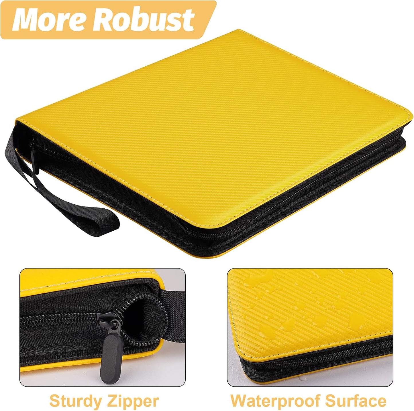 9 Pocket Card Binder, Premium Zip Trading Card Binder, 720 Double Sided Pocket PU Card Collection Binder, Collector Card Album, Card Folder for MTG, TCG, Sports Cards, Game Cards (yellow)