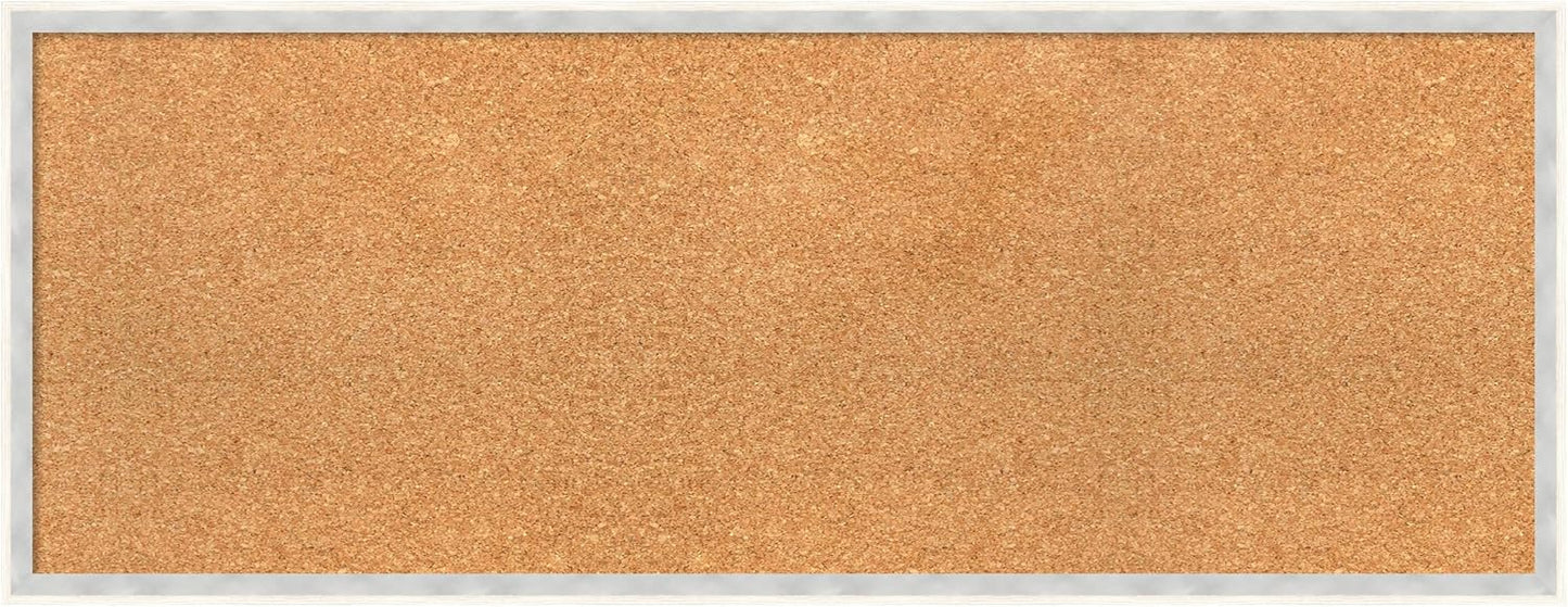 Amanti Art Natural Cork Board for Wall, 15x39 Vision Board with White Frame, Medium Corkboard Office Decor for Home Organization, Modern Corkboard Pinboard to Display Items for Home Organization in