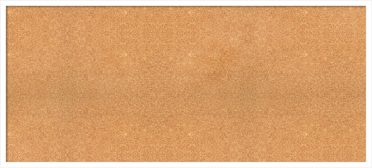 Amanti Art Natural Cork Board for Wall, 23x51 Vision Board with White Frame, Oversize Corkboard Office Decor for Home Organization, Modern Corkboard Pinboard to Display Items for Home Organization in