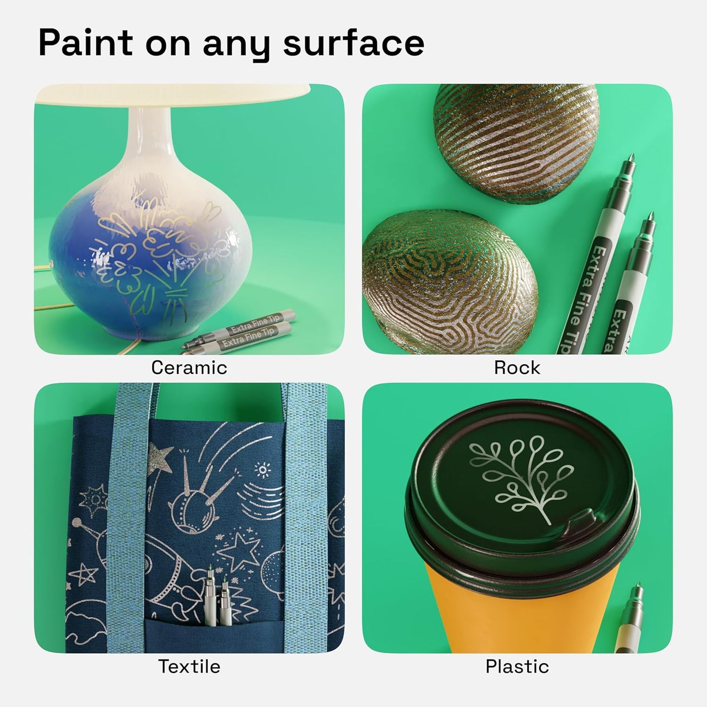 ARTISTRO 2 Silver Acrylic Paint Markers - 0.7mm Extra Fine-Tip Metallic Paint Pens - Perfect for Crafting, Art Projects, & More