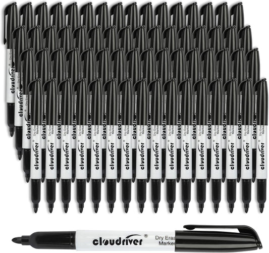 cloudriver Dry Erase Markers 128 Pack, Black Whiteboard Markers, Fine Tip, Low Odor, Bulk Dry Erase Marker For Office, home and School Supplies