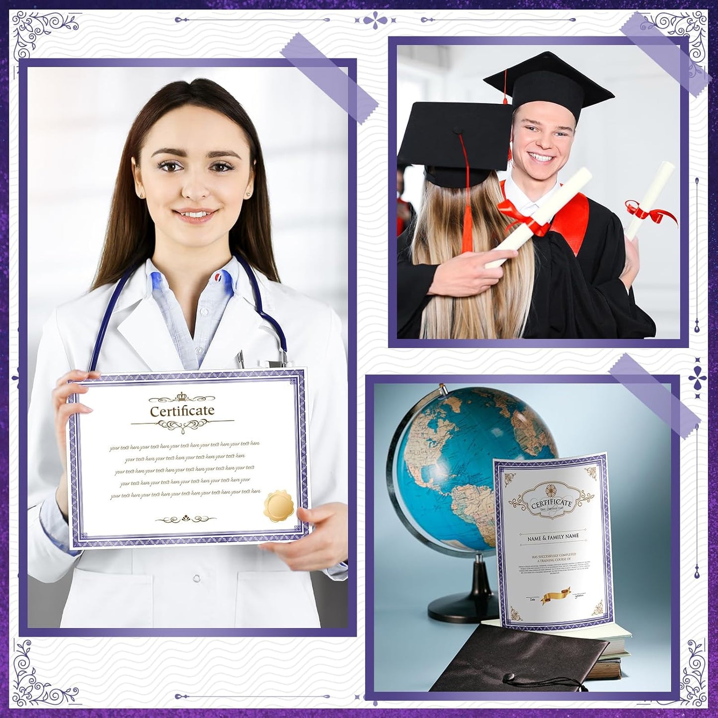 150 Sheets Certificate Paper 8.5 x 11 for Printing Blank Award Certificate for Graduation Diploma Achievement Participation Award Document(Blue)