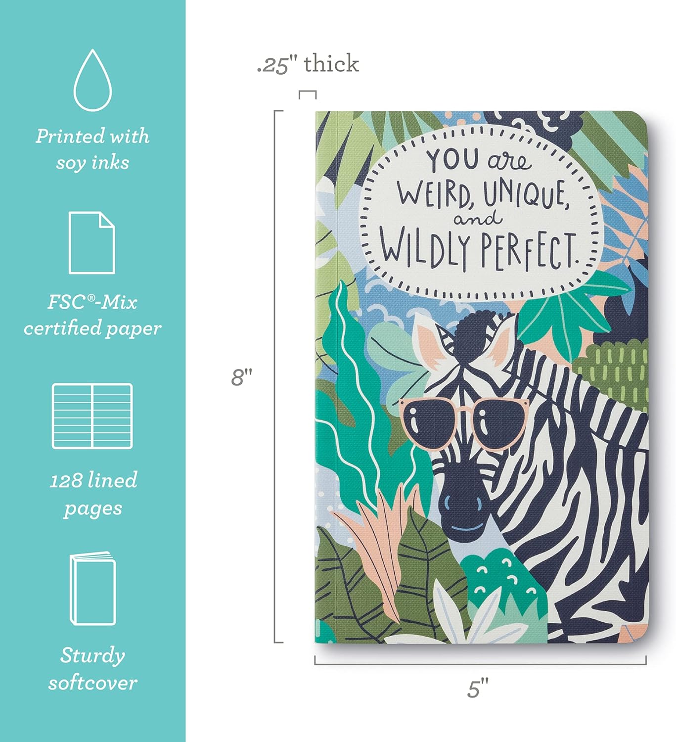 Compendium Softcover Journal - You Are Weird, Unique, and Wildly Perfect. – A Write Now Journal with 128 Lined Pages, 5″W x 8″H