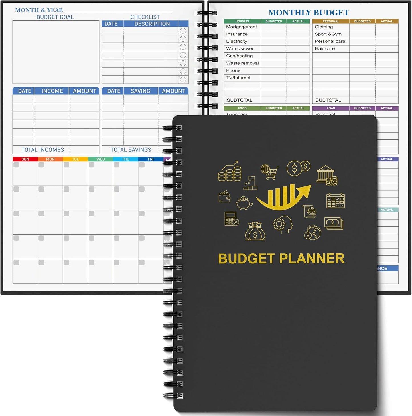 Budget Planner - Monthly Finance Organizer with Expense Tracker Notebook to Manage Your Money Effectively, Undated Finance Planner/Account Book, Start Anytimem,A5(8.6x5.9 inchs),100gsm Paper - Golden