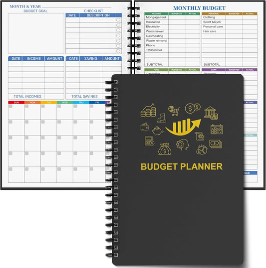 Budget Planner - Monthly Finance Organizer with Expense Tracker Notebook to Manage Your Money Effectively, Undated Finance Planner/Account Book, Start Anytimem,A5(8.6x5.9 inchs),100gsm Paper - Golden