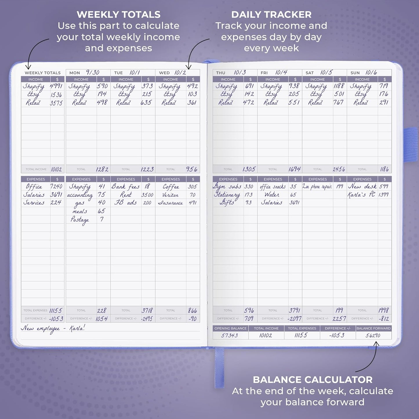 Clever Fox Income & Expense Tracker – Accounting & Bookkeeping Ledger Book for Small Business – 1-Year Record Notebook, A5 (Lavender)