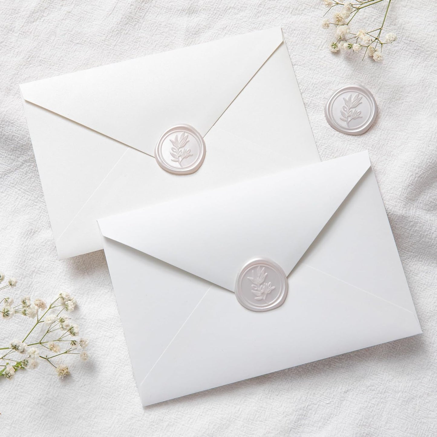 PONATIA Wax Seal Stickers - 50 Pcs Self- Adhesive Wedding Seal Stickers, Light Blush Pink Wax Seals, Perfect for Invitation Cards, Envelopes Christmas Cards, Gift Wrapping, Party Menu Decor