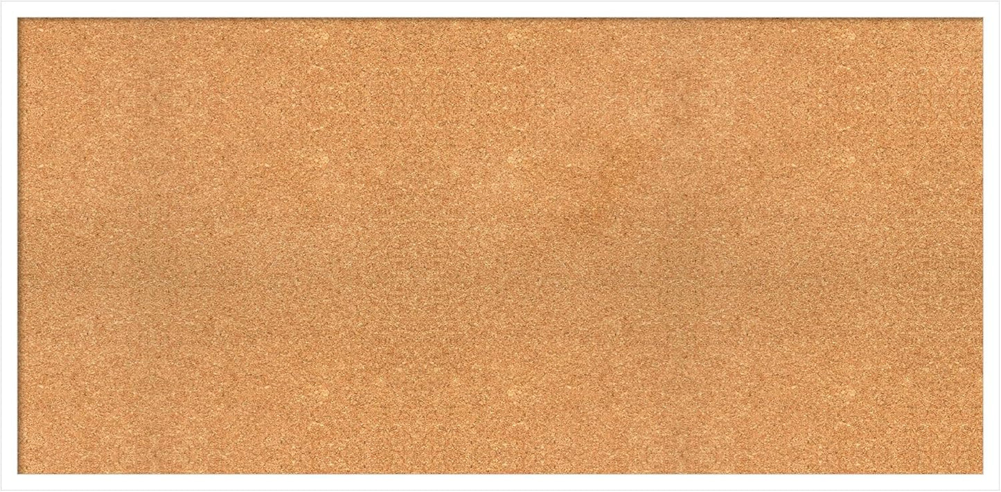 Amanti Art Natural Cork Board for Wall, 23x47 Vision Board with White Frame, Oversize Corkboard Office Decor for Home Organization, Modern Corkboard Pinboard to Display Items for Home Organization in