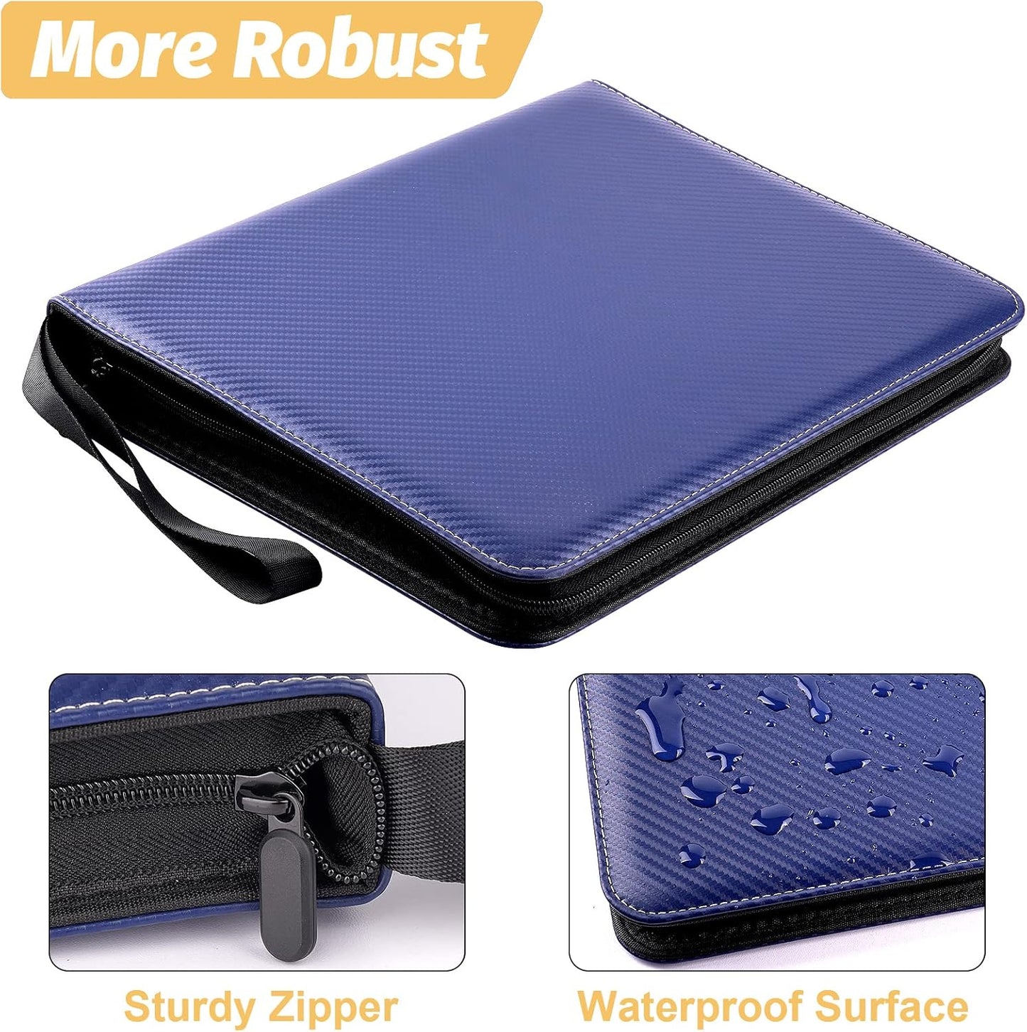 9 Pocket Card Binder, Premium Zip Trading Card Binder, 720 Double Sided Pocket PU Card Collection Binder, Collector Card Album, Card Folder for MTG, TCG, Sports Cards, Game Cards (Blue)