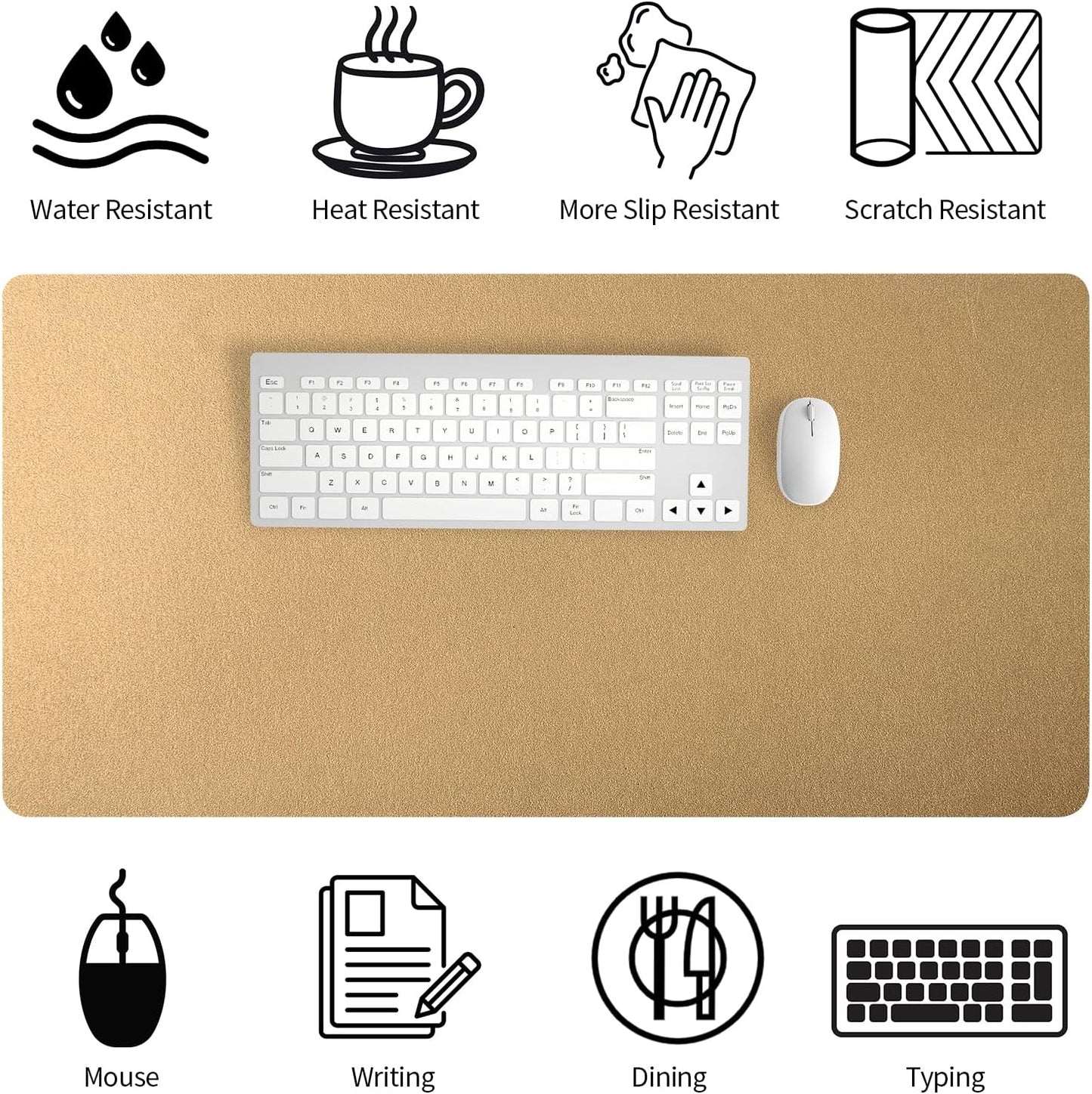Bloss Gold Desk Mat, PU Large Mouse Pad for Desk, Desk Matt for Desktop, Desk Pad Mat Waterproof, Computer Mat for Office/Home/Decor/Desk Protector(31.5 x 15.7 Inches)