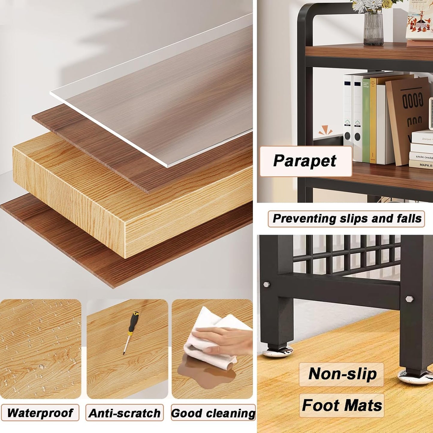 2-Tier Desktop Hutch Bookshelf Metal Desk Shelf Dorm Bookcase for Computer Desk Countertop Storage Organizer Display Rack for Office Home (White, 37.4in)