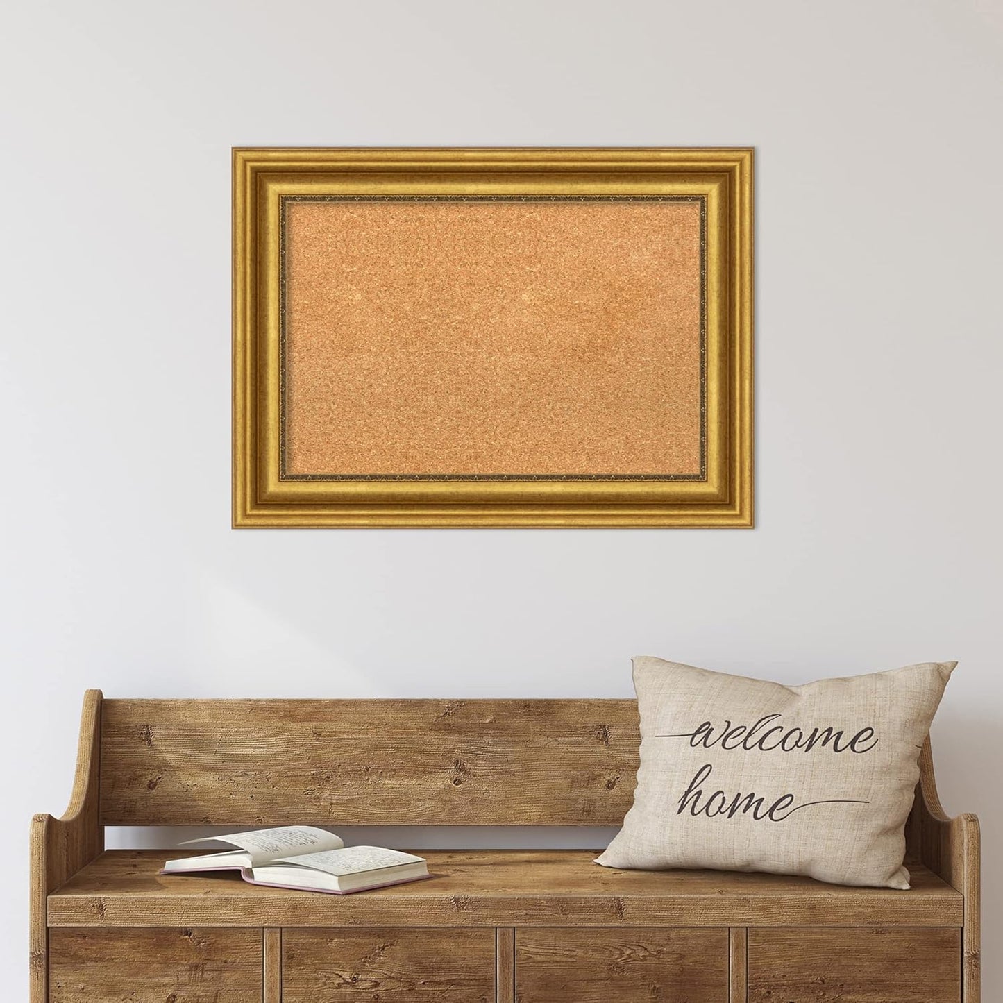 Amanti Art Natural Cork Board for Wall, 22x30 Vision Board with Gold Frame, Medium Corkboard Office Decor for Home Organization, Traditional Corkboard Pinboard to display items for home organization
