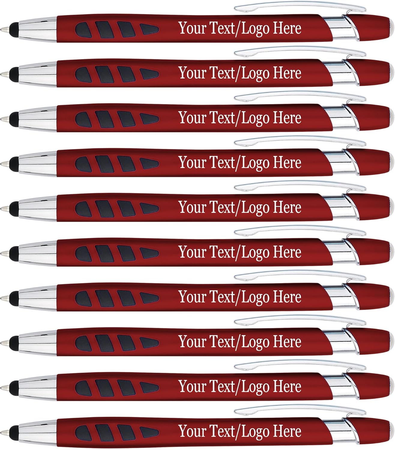 Personalized with Your Custom Logo or Text Pens-300 Pack Bulk-for Businesses, Parties, and Events, 2 in 1 Capacitive Stylus & Ballpoint Pen Compatible with Most Touchscreen Devices, Red
