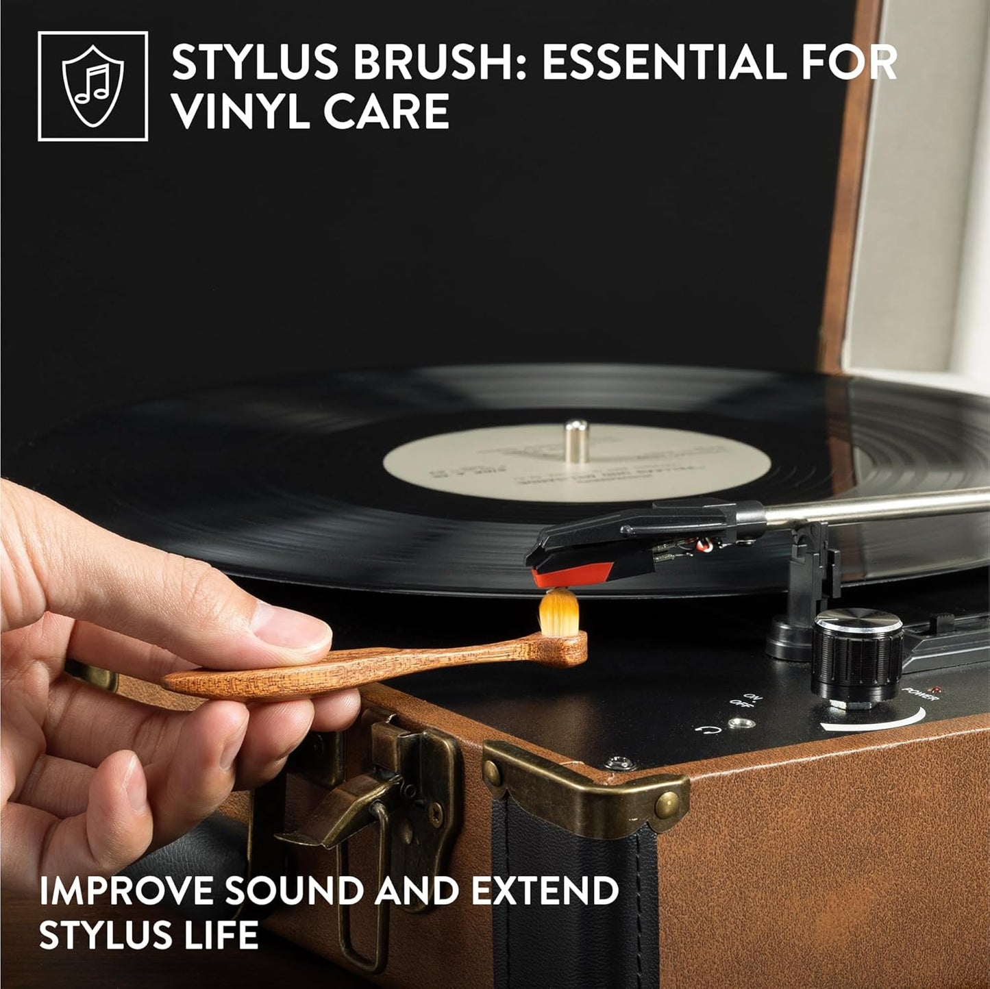 Big Fudge Vinyl Record Cleaning Kit - Collector's Edition - 100% Sapele Wood Vinyl Accessories - Velvet Vinyl Record Cleaner, Anti-Static Vinyl Brush, Stylus Brush and Vinyl Cleaner Solution w/Case