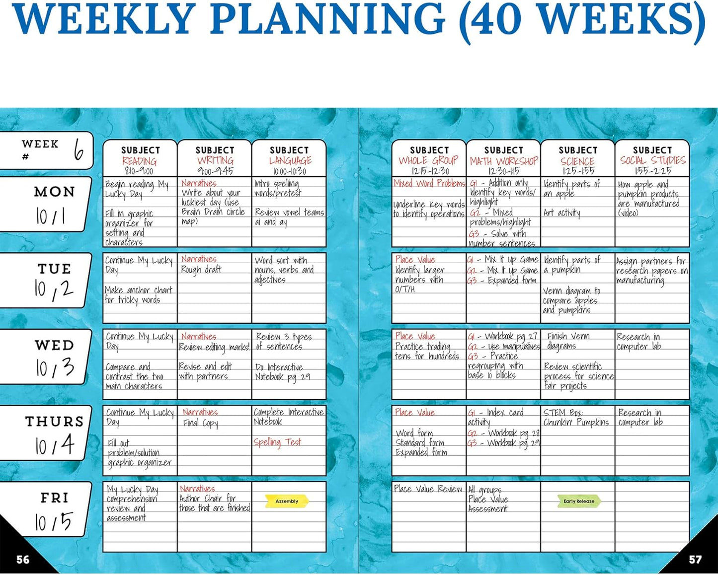 Carson Dellosa Celebrate Learning Teacher Planner 2025-2026, Undated 8" x 11" Lesson Plan Book With Stickers, Class Schedule, and Weekly Calendar School Supplies, Homeschool and Classroom Must Haves