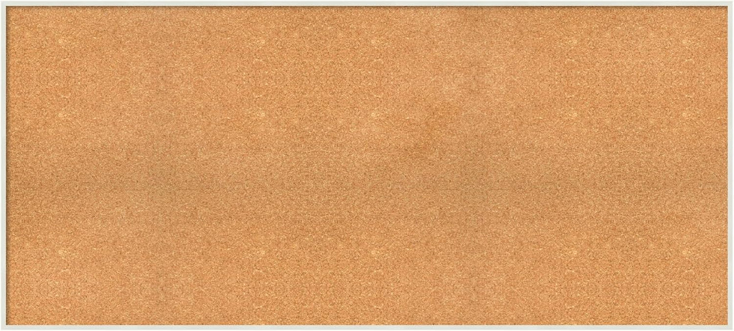 Amanti Art Natural Cork Board for Wall, 27x59 Vision Board with White Frame, Oversize Corkboard Office Decor for Home Organization, Modern Corkboard Pinboard to Display Items for Home Organization in