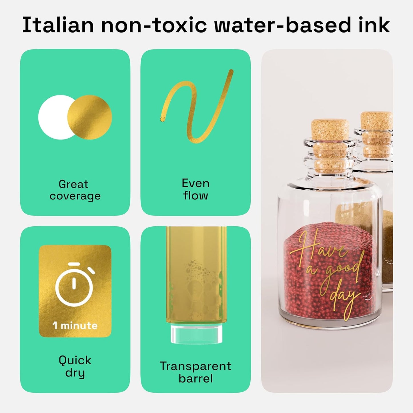 ARTISTRO 2 Gold Acrylic Paint Markers - 0.7mm Extra Fine-Tip Metallic Paint Pens - Perfect for Crafting, Art Projects, & More