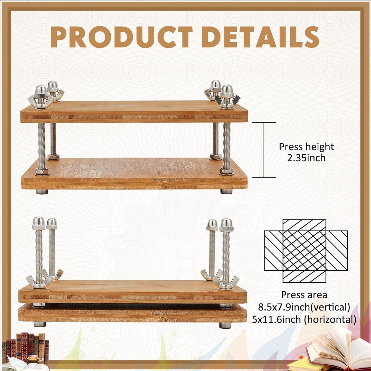 DoubleFill Book Binding Kits 11.6 x 7.9 Book Press Board 25 Pcs Bamboo Wood Bookbinding Tools Set with Real Bone Folder Awl Large Eye Needles Wax Thread Cloth for Beginners DIY Bookbinding Supplies