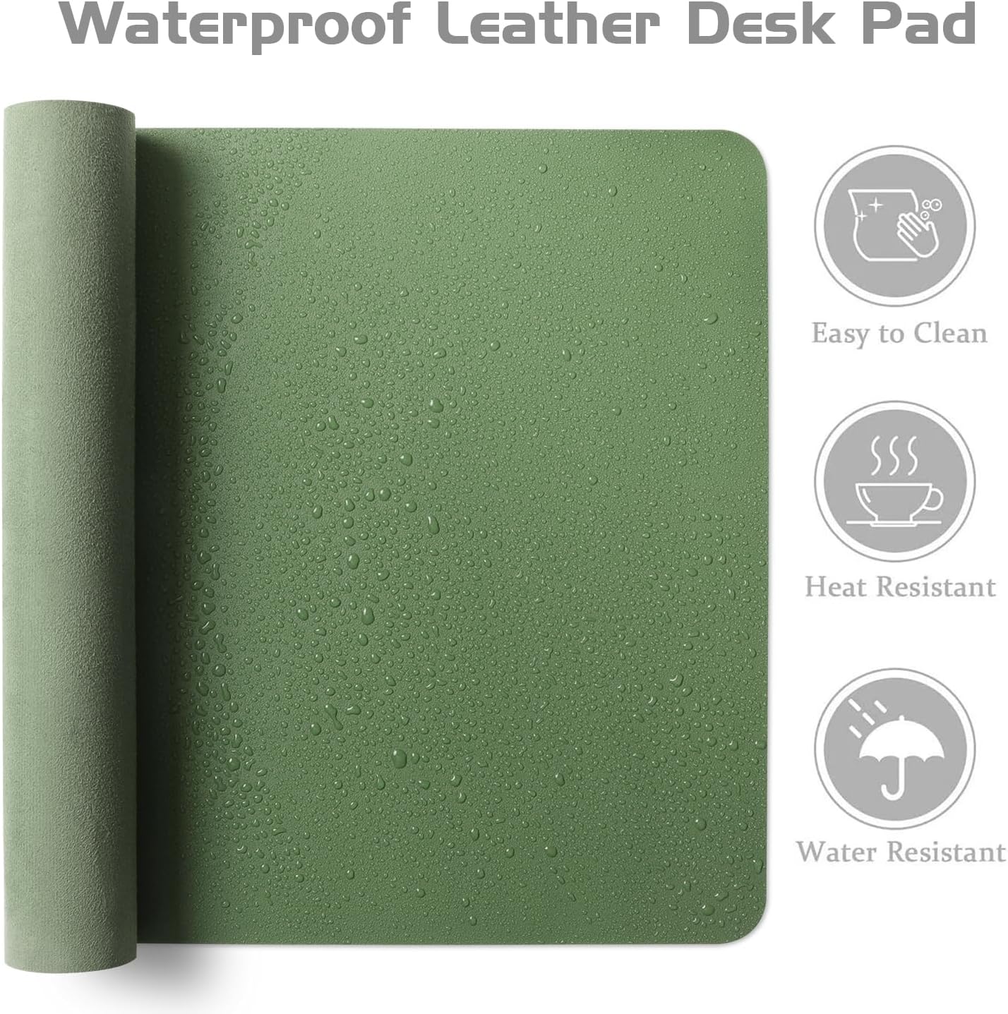 Aothia Leather Desk Pad Protector, Office Desk Mat, Large Mouse Pad, Laptop Desk Pad, Non-Slip PU Leather Desk Blotter, Waterproof Desk Writing Pad for Office and Home (Olive Green, 47" x 17")