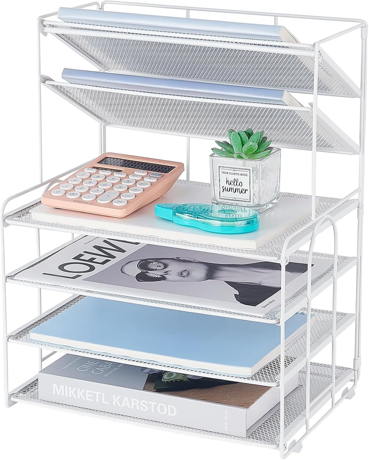 6-Tier Letter Tray Paper Organizer, Desk Organizers and Accessories, Desktop File Organizer, Office Desk Accessories for Office Supplies(White)