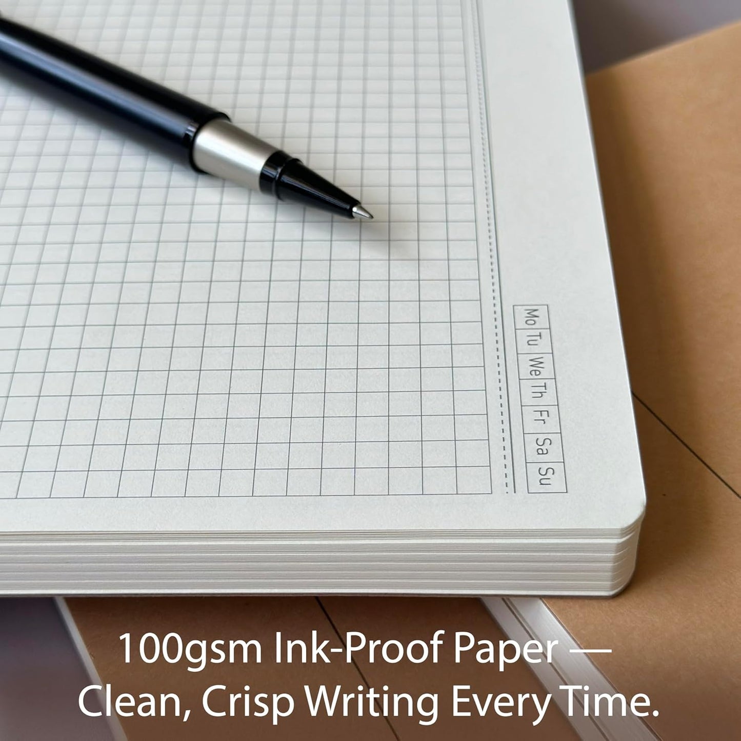 le vent A4 Grid Notebook Set – 4 Pack Graph Paper Journals, 100 Pages, 100gsm, Lay Flat, Eco-Friendly, 8.5x11 Hardcover Look for School, Office, Engineers & Students