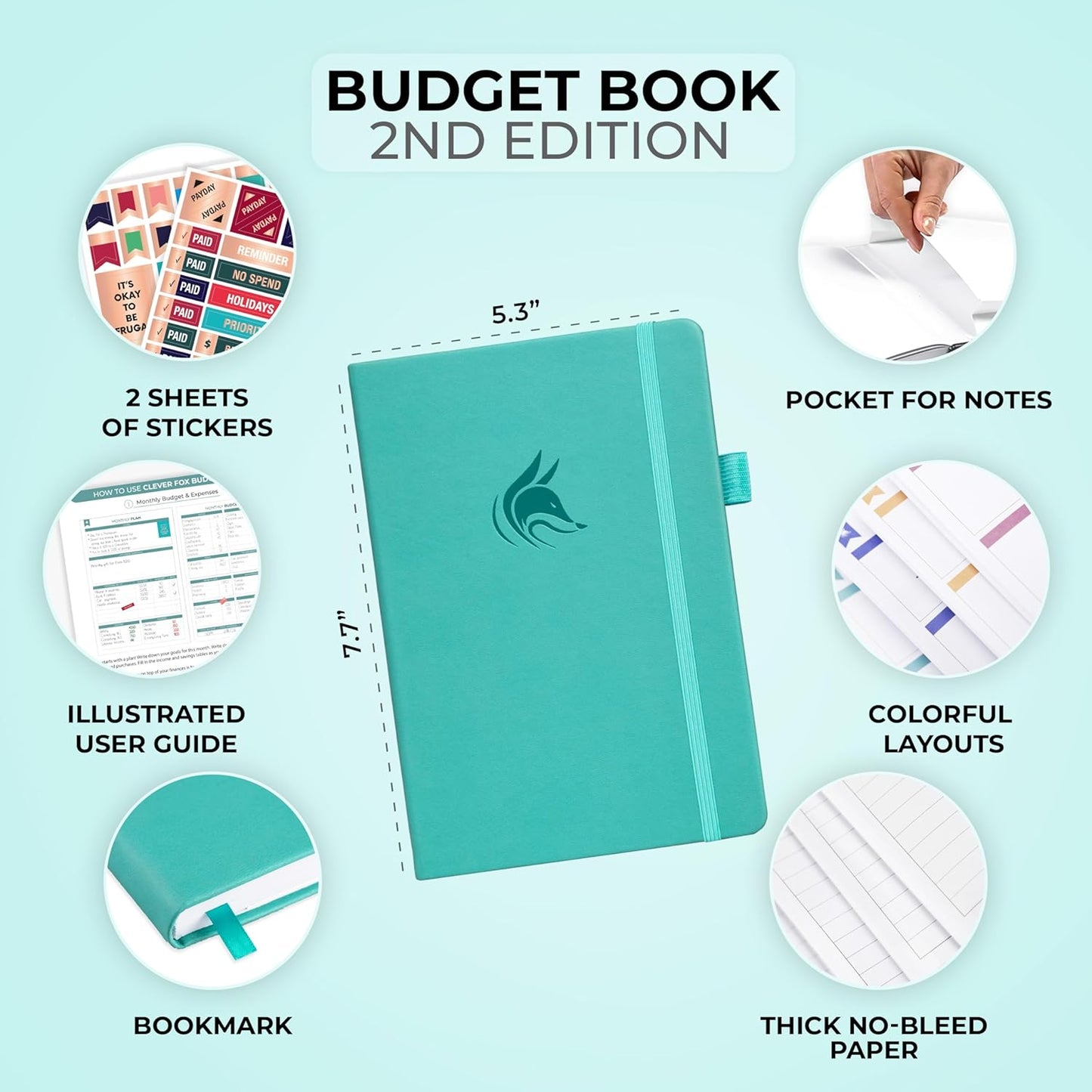 Clever Fox Budget Book 2.0 – Simple Budgeting Planner for Beginners – Financial Notebook with Money Spending, Debt & Bill Tracker (Turquoise)