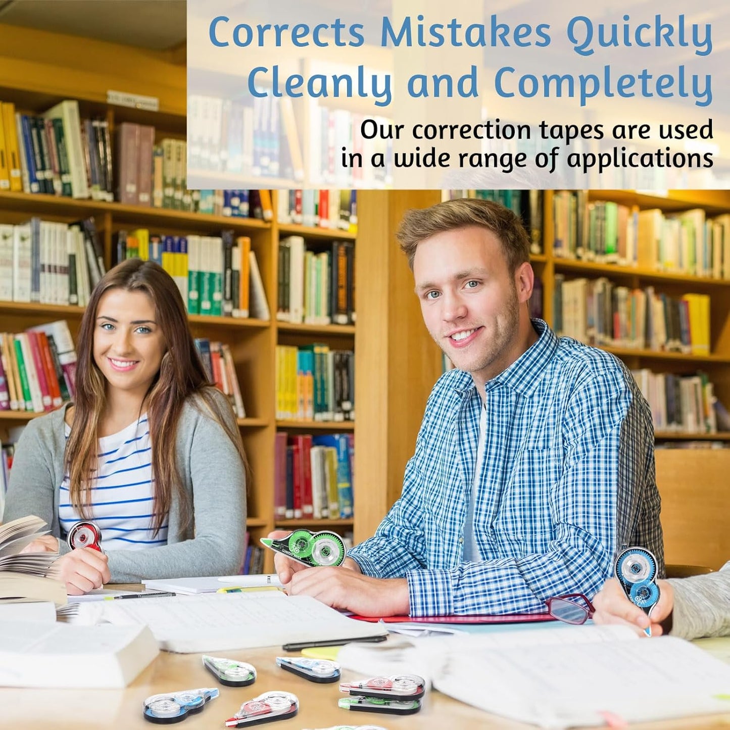 54 Pack Correction Tape Bulk White Correctional Fluid Tape Easy to Use Applicator Corrector Correct Wrong Writing Eraser for Office Education Supplies, 20 Feet