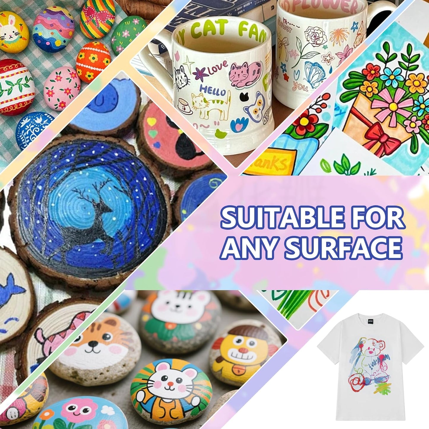 72 Dual Tip Acrylic Paint Markers, Double Color Acrylic Paint Pens for Rock Painting, Ceramic, Stone, Wood, Canvas, Stone, DIY Art Supplies