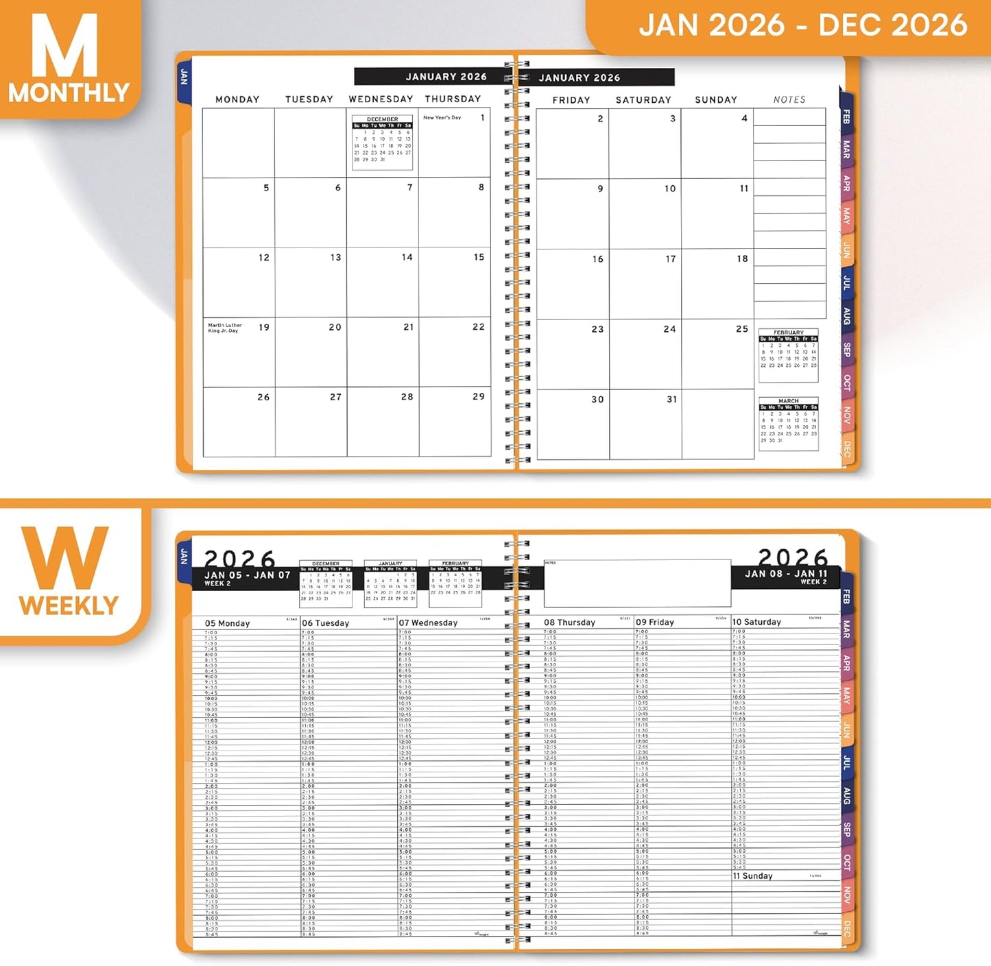 Ensight 2026 Appointment Book & Planner Ensight 8.5 x 11 inches Large Tabbed Daily Hourly Weekly Planner Schedule Book 15 Minute time Slots Business & Personal Planner Jan 2026 Dec 2026 Yellow
