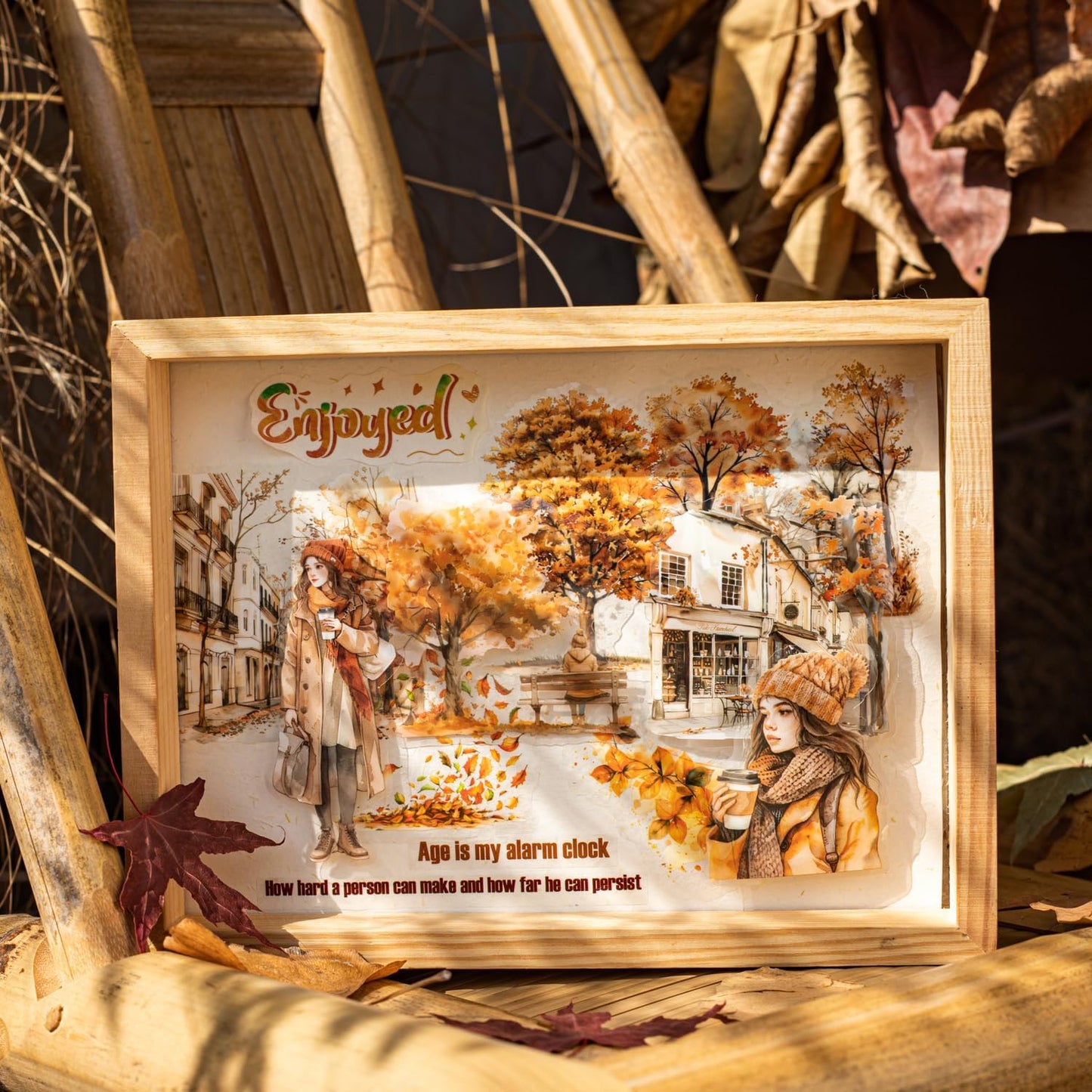 Autumn Diary PET Stickers Set, 100 Pcs Fall Ephemera for Scrapbooking, Journaling, DIY Crafts, and Art Supplies