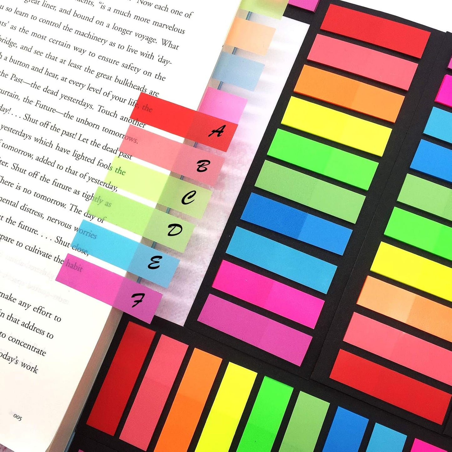 1200Pcs Colored Page Markers,6Set Fluorescent Sticky Tabs in 10 Primary Color,Neon Sticky Notes Flags,Waterproof Writable Translucent Page Flags for Books,Notebook,Removes Cleanly (Neon 1 Design)