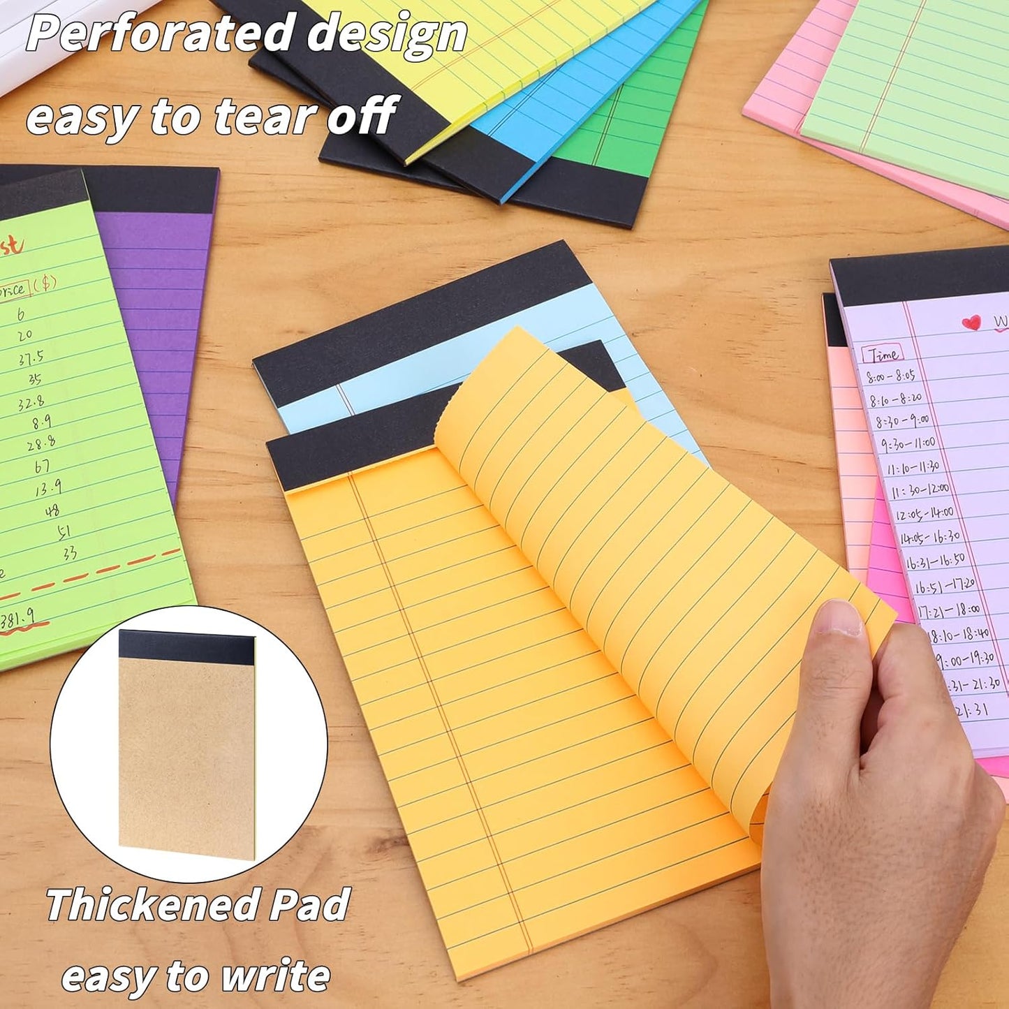 36 Pcs Legal Pads Bulk, Narrow Ruled Notepad 5x8, Multicolor Small Notepads 30 Sheet/notepad, Colored Mini Writing Pads with Sturdy Backboard, Perforated Lined Note Pads for Study, Office, To-Do Lists