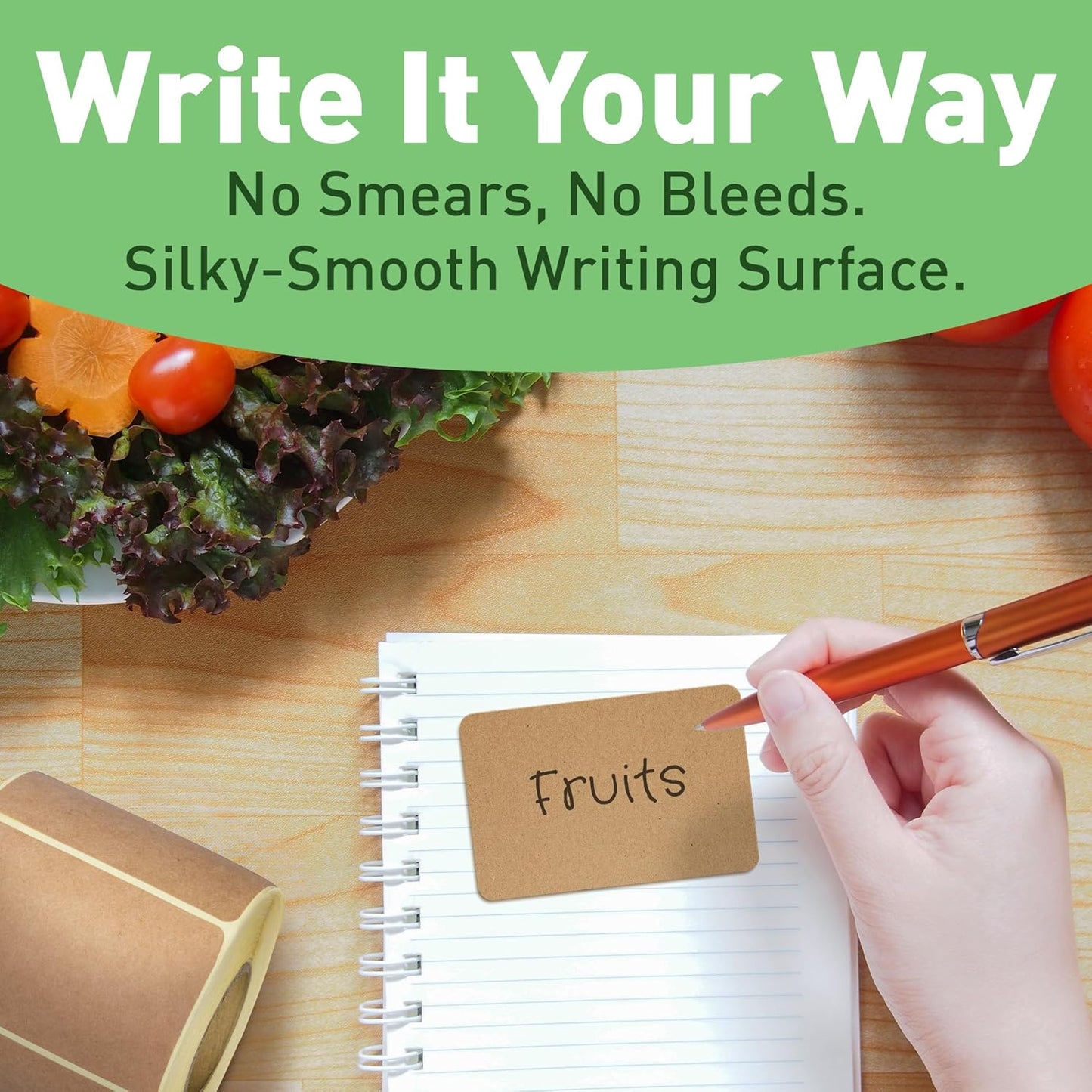 Camp Galaxy 2x3 Inch Natural Brown Kraft Stickers (350 Per Roll) - Rectangular Blank Stickers for Store Owners, Crafts, Organizing, Jar and Canning Labels, Price Tags